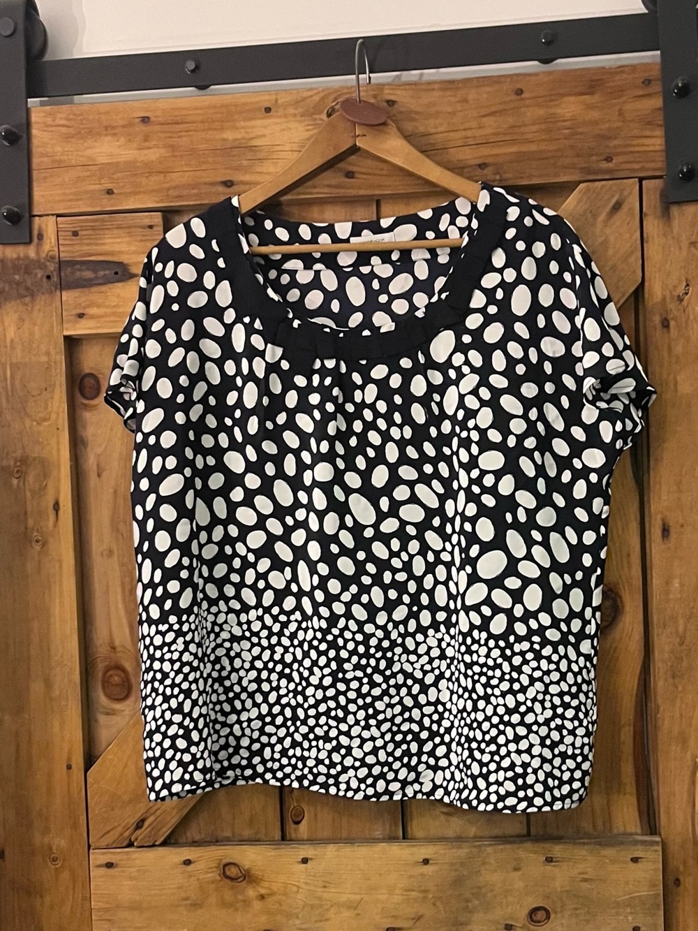 Windsmoor 100% Silk Polka Dot Blouse Black & Cream Plus Size 18